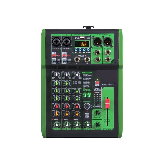 Mixer DJ Console with 99 DSP Digital Effect 48V Phantom Power USB MP3