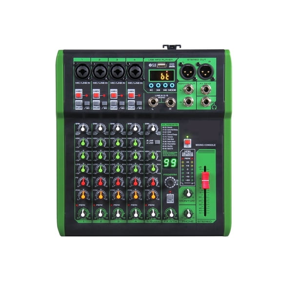 Mixer DJ Console with 99 DSP Digital Effect 48V Phantom Power USB MP3