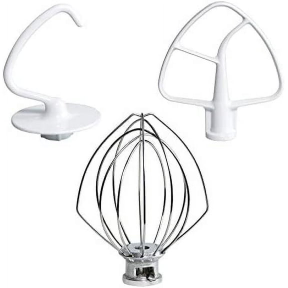 Mixers Accessories K45WW Wire Whip K45DH Dough Hook K45B Coated Flat Blade Paddle with Scraper Replacement for Kitchen Tilt-Head Aid Stand Mixer Attachments- Stainless Steel