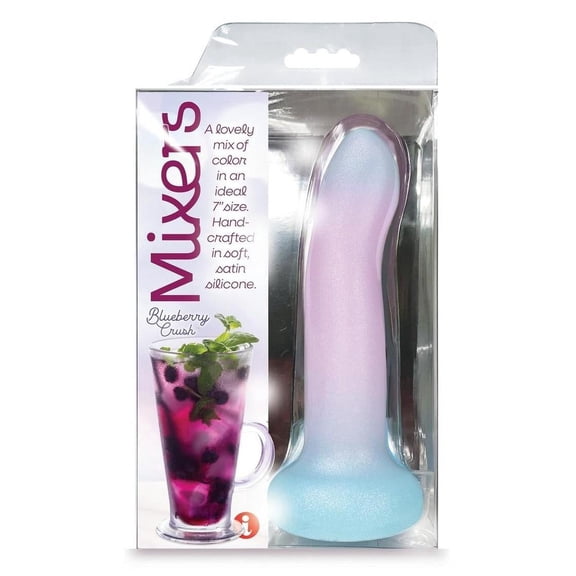 Mixers Blueberry Crush Silicone 8" G-Spot Dildo with Suction Cup, Blue/Lavender
