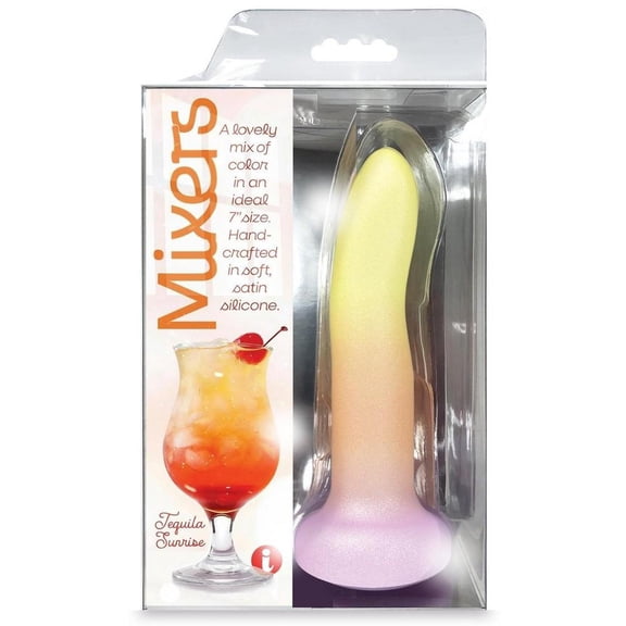 Mixers Tequila Sunrise Silicone 8" G-Spot Dildo with Suction Cup, Orange/Yellow