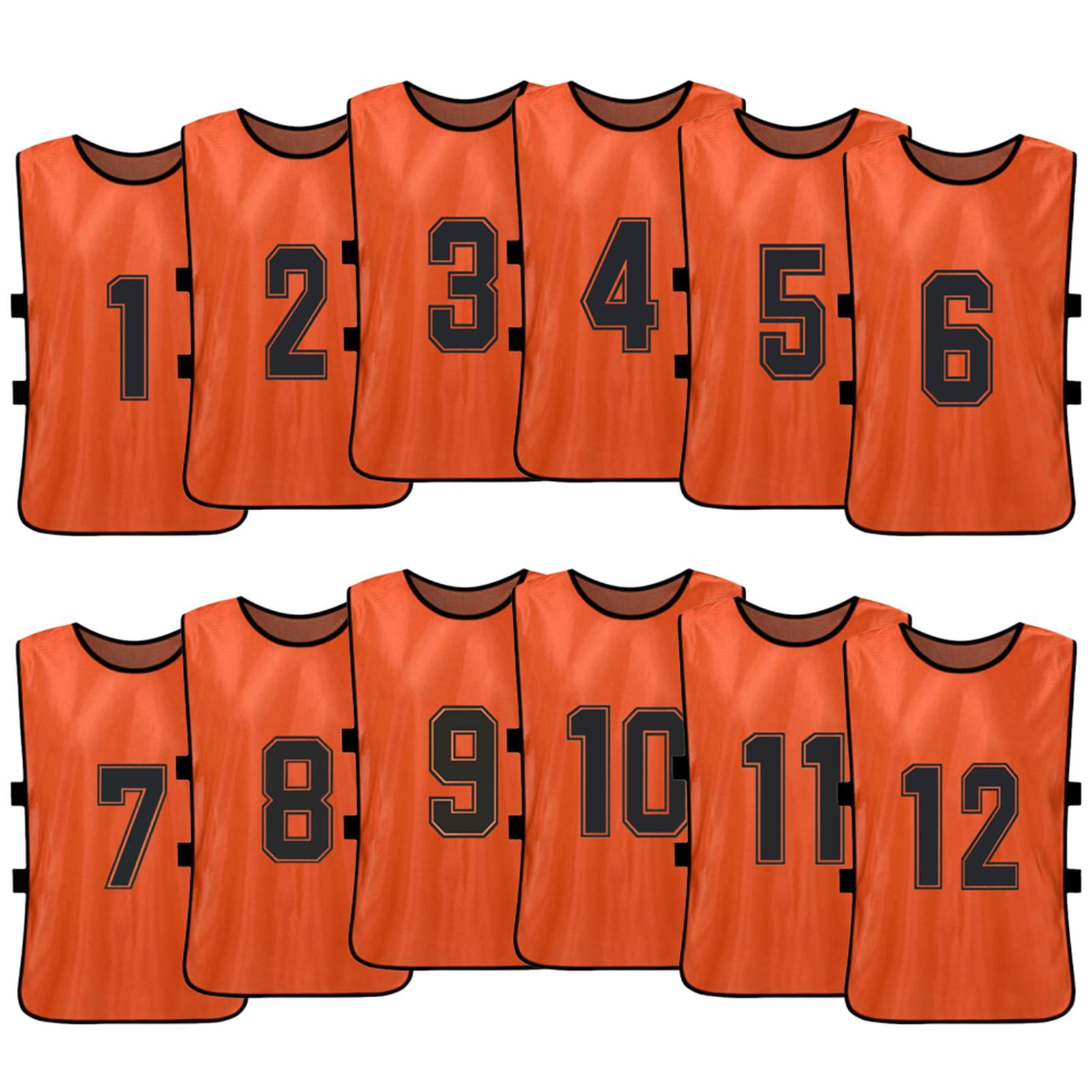 Mixfeer 12PCS Kid's Football Pinnies Quick Drying Soccer Jerseys Youth Scrimmage Basketball Team Training Numbered Bibs Practice Vest