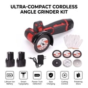 Mixfeer 12V Cordless Angle Grinder Kit, 19500rpm Mini Electric Angle Grinding Tool with 2pcs 1500mAh Batteries and 6-Cutting Discs for Cutting, Polishing, Grinding, Rust Removal