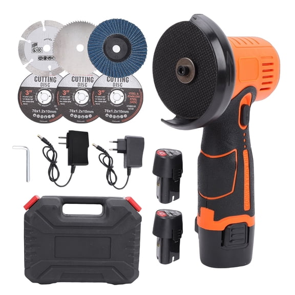 Mixfeer 12V Cordless Angle Grinder Kit, 19500rpm Mini Electric Angle Grinding Tool with 2pcs 1500mAh Batteries and case for Cutting, Polishing, Grinding, Rust Removal