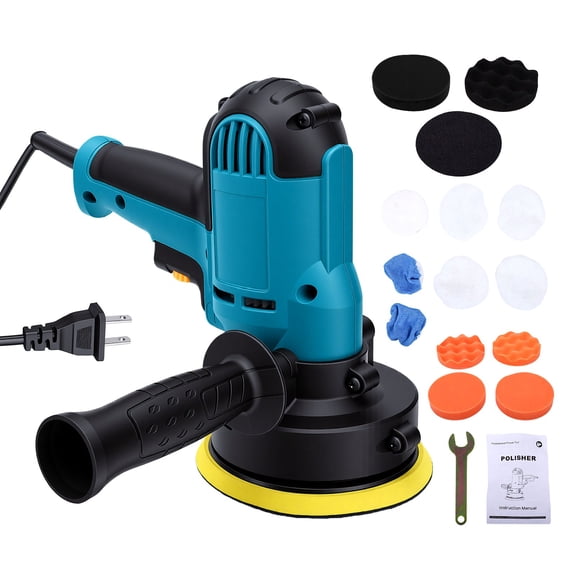 Mixfeer 700W 5 Inch Car Buffer Polisher Kit for Car Detailing, Variable Speed 0-3700 RPM Polishing Machine with Removable Side Handle, Foam Pads & Backing Plate for Scratch Removal and Waxing
