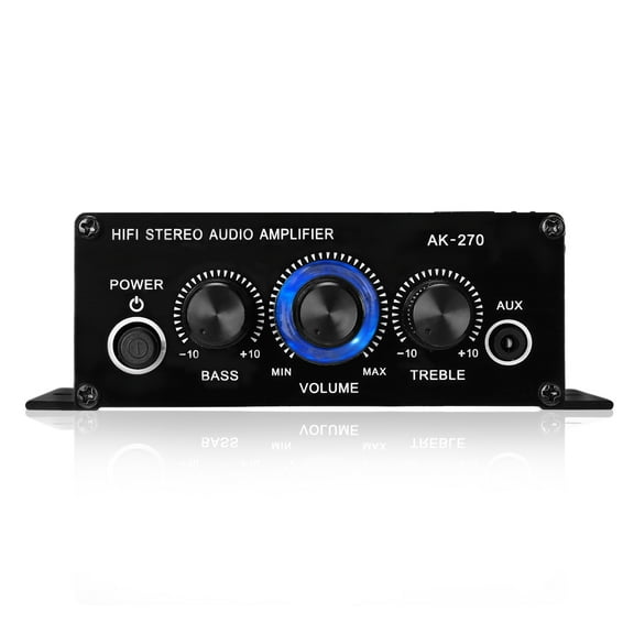 Mixfeer AK270 Mini Audio 2-Channel Stereo Power Amplifier Portable Sound Amplifier AUX Input Speaker Amp for Car and Home
