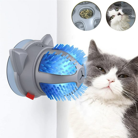 Mixfeer Automatic Cat Self Groomer Smart Cat Massager Rotating Self Cleaming Brush Comb with Light Catnip Cat Interactive Toy