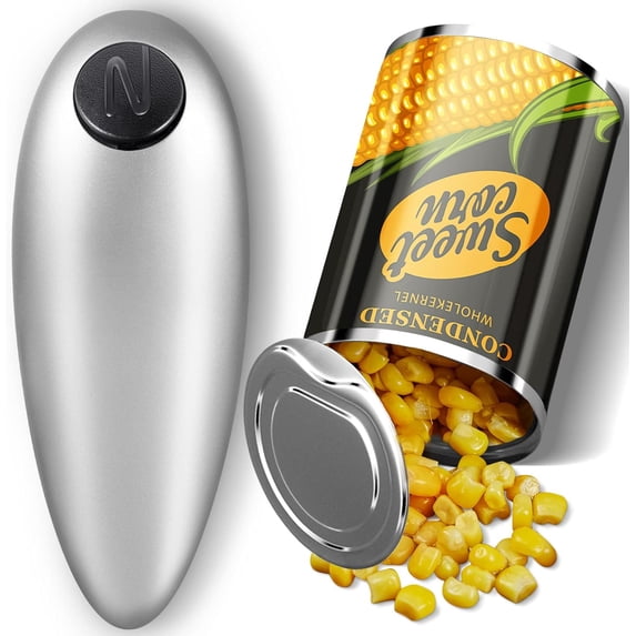 Mixfeer Electric Can Opener, One Touch Automatic with No Sharp Edges, Best Kitchen Gadget, Stainless Steel, Battery Operated