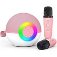 thumbnail image 1 of Mixfeer Karaoke Machine for Kids Adults with 2 Wireless Karaoke Microphones, Mini Portable Bluetooth Karaoke Speaker, Birthday Gifts for Boys Girls, Pink, 1 of 1