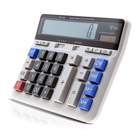 Mixfeer Large Computer Electronic Calculator Counter Solar & Battery Power 12 Digit Display Multi-Functional Big Button for Business Office School Calculating