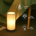 thumbnail image 1 of Mixfeer Touching Control Table Light Bedside 3 Way Dimmable Desk Lamp Modern Nightstand Lamp with Round Fabric Lampshade, 1 of 7