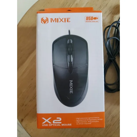 Mixie X2 Usb Optical Mouse Wired - Black - New In Box