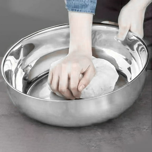 Mixing Bowl under $5! CQCYD Enlarged Mixing Bowl Large, Large Capacity Kneading Basin Bowl, Thickened Stainless Steel Mixing Bowl, Flat Bottom Mixing Container for Kitchen