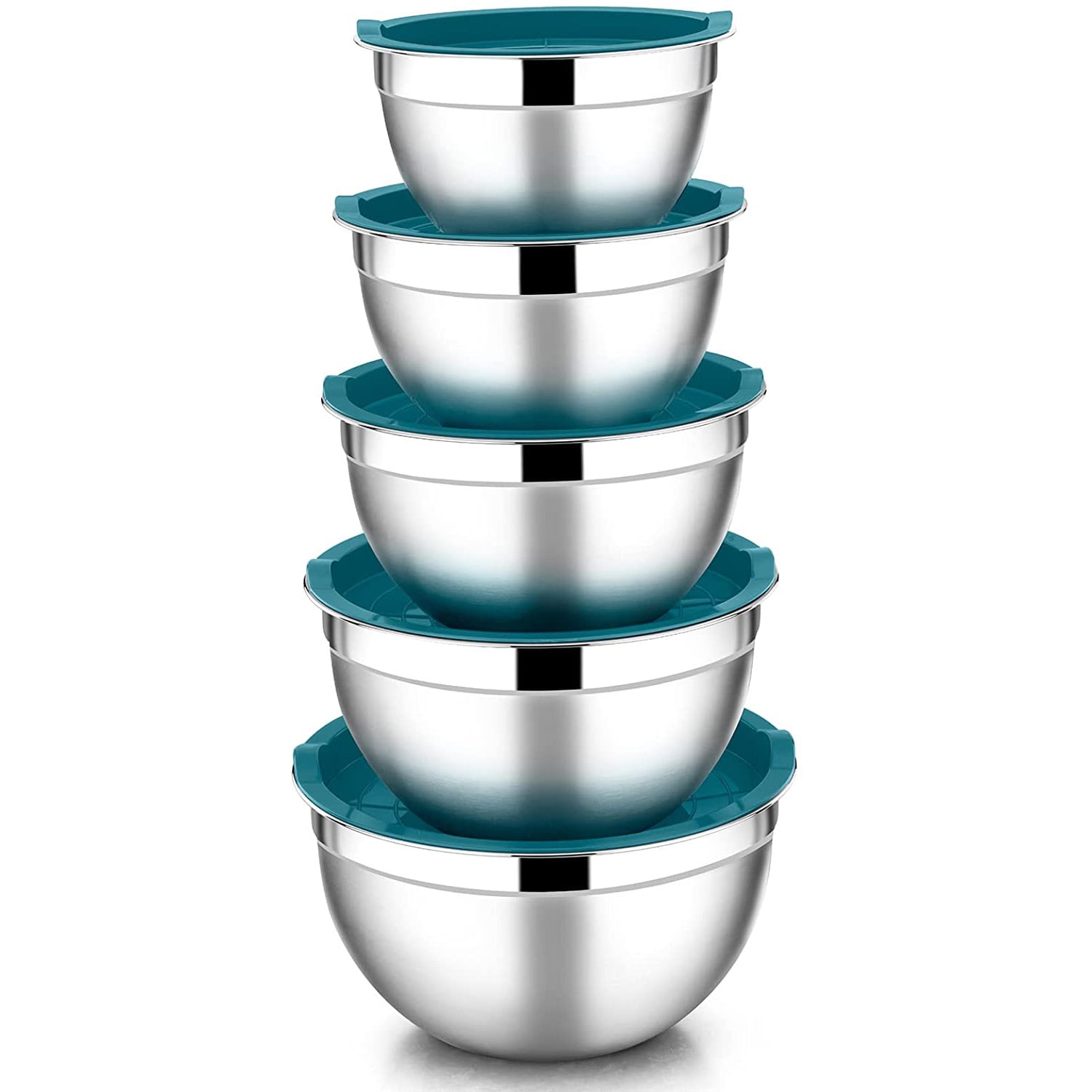 Mixing Bowls Lids Set 5 Vesteel Stainless Steel Mixing Bowls Metal Nesting Salad Bowls Size 4 5 3 1 5 1 0 7 QT Great Cooking Baking Serving Multi Col