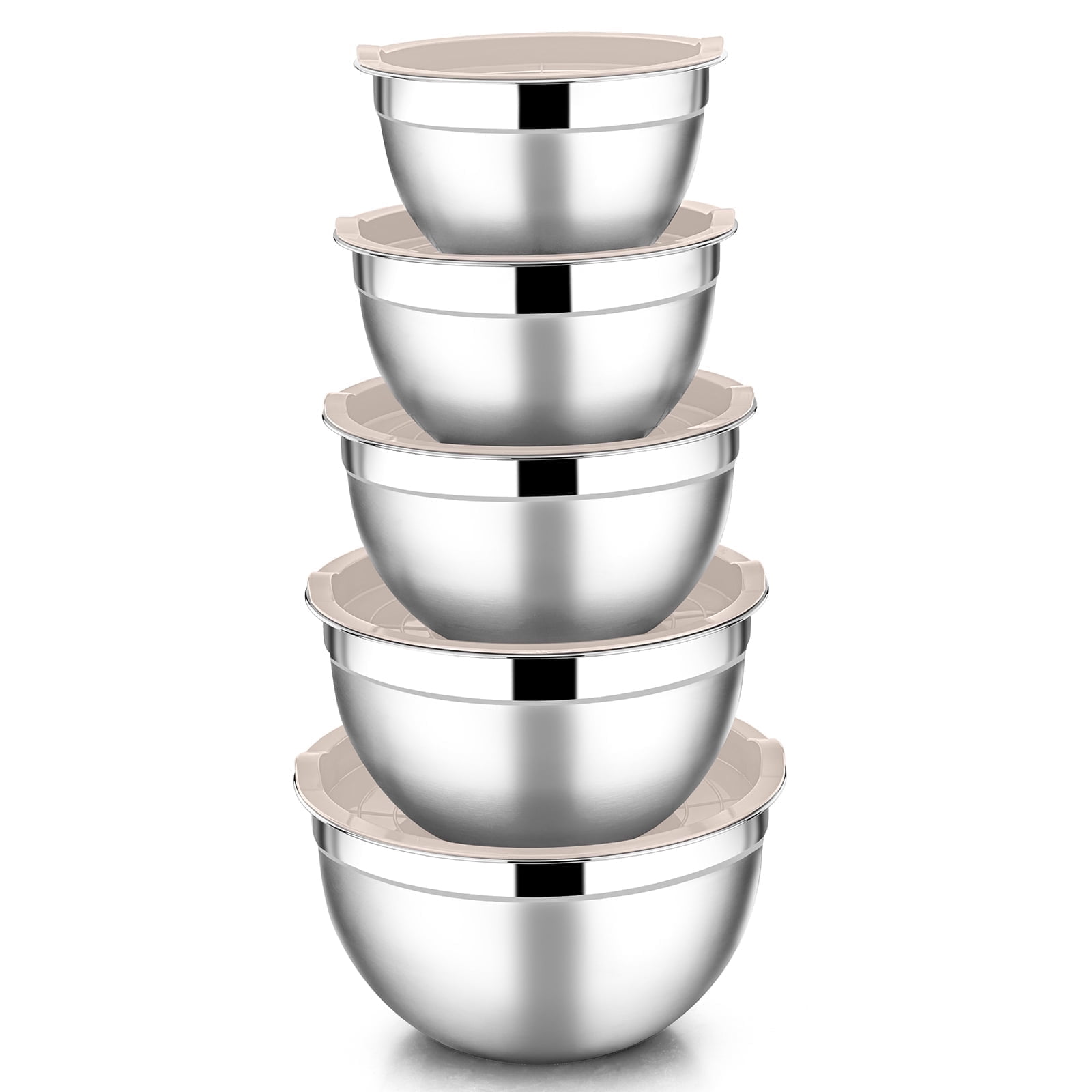 Mixing Bowls Lids Set 5 Vesteel Stainless Steel Mixing Bowls Metal Nesting Salad Bowls Size 4 5 3 1 5 1 0 7 QT Great Cooking Baking Serving Multi Col