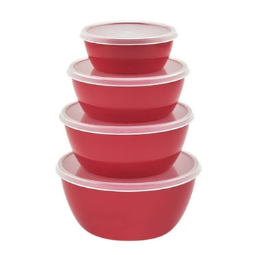 Mixing Bowls With Lids Set – Multi Use Stackable Airtight Food Storage Containers – Salad Bowls With Lids – Microwave & Dishwasher Meal Prep Container,Plastic Round 4-Piece Fresh-Keeping Bowl Set