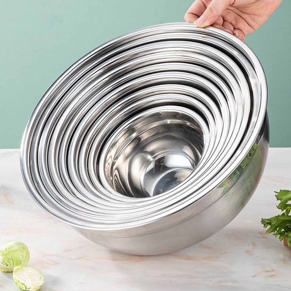 Mixing Bowls with Lids Set, Stainless Steel Nesting Salad Prep Bowls Attach&nbsp;Silicone Base and Measuring Scale, Ideal for Baking, Salad Prep and Kitchen Use, 11.02In
