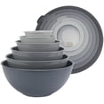 thumbnail image 1 of Mixing Bowls Set with TPR Lids - 12 Piece Plastic Nesting Bowls Set includes 6 Prep Bowls and 6 Lids, Microwave Safe (Grey), 1 of 5