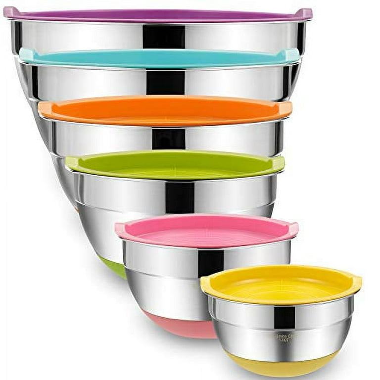 Bowls with Lids for Kitchen - 26 PCS Stainless Steel Nesting Colorful Mixing  Bowls Set for Baking,Mixing,Serving & Prepping, Pla