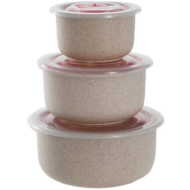 Set of 3 Bowls with Lids - Microwave, Freezer, and Fridge Safe Nesting  Mixing Bowls, Beige