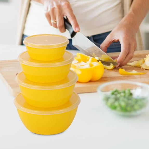 Mixing Bowls with Lids Set Bowl for Kitchen Plastic Bowls with Lids For Freshness And Cutlery Stackable 4-piece Set In The Fridge Clearance