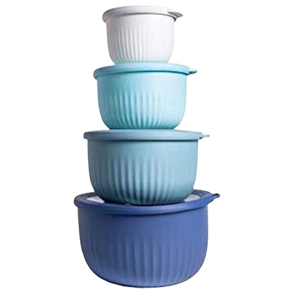 Mixing Bowls with Lids Set, Wide and Deep Nesting Plastic Small Mixing Bowl Set with Lids, 4 Piece Set - Wide Bowls(Blue)
