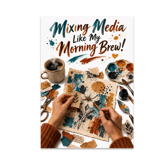 Mixing Media Like My Morning Brew - Multi-Media Enthusiast - 13x19 Poster Print