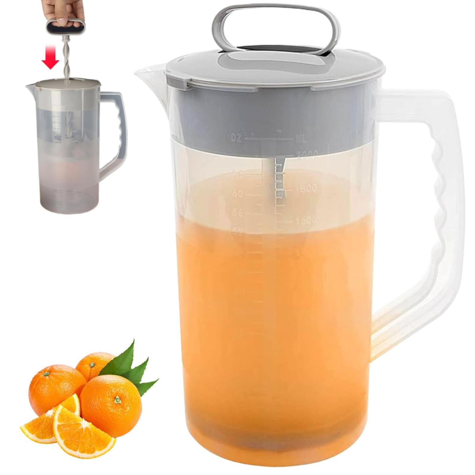 Mixing Pitcher for Drinks,2 Quart/64Oz Plastic Water Pitcher with Lid,BPA-Free Plastic Mixing Jug for Juice,Milk,Tea,Shakes and More,Dishwasher-Safe,Spill-Proof Lid,Smart Stirring Design