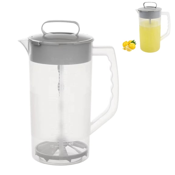 Mixing Pitcher for Drinks, Plastic Water Pitcher with Lid, Angled Plastic Blades and Adjustable Mixer Plunger for Juice, Powdered Milk, Beverage Container, 68 Oz, 1 Pcs
