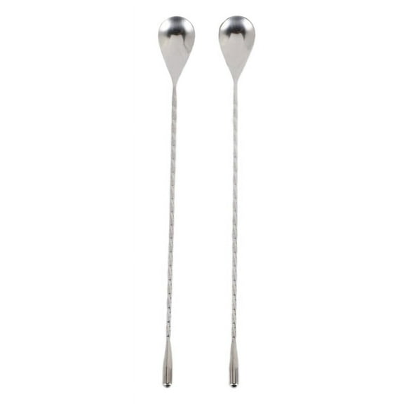 Mixing Spoon Stainless Steel Set of 2 Professional Cocktail Bar Tool (12 Inches) Japanese Style Teardrop End Design