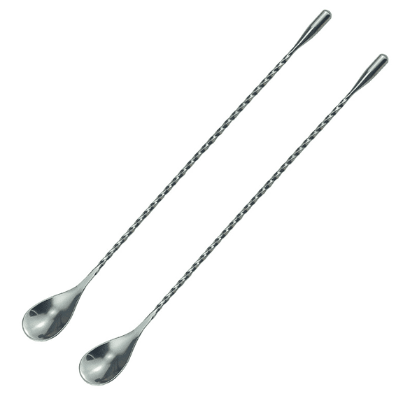 Mixing Spoon Stainless Steel Set of 2 Professional Cocktail Bar Tool Japanese Style Teardrop End Design