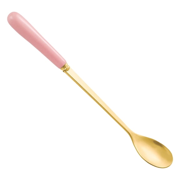 Mixing Spoons for Coffee,Stainless Steel Coffee Spoon with Ceramic Handle,6.88 Inch Small Dessert Spoons Tea Spoon,Long Handle Teaspoon Sugar Ice Cream Desert Spoon Stirring Soup Tableware,Pink