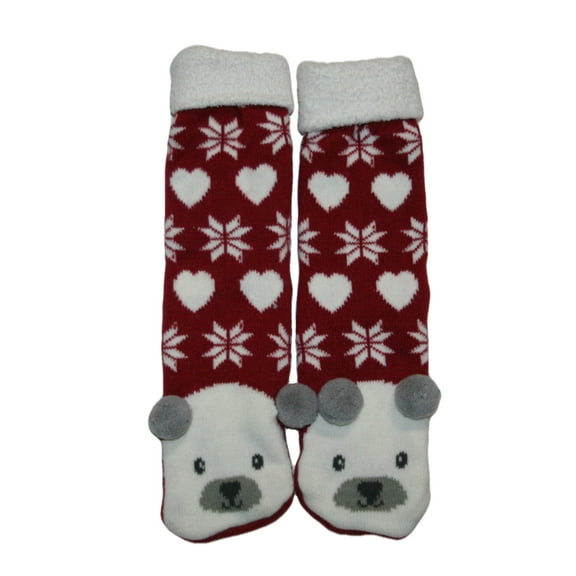 Mixit Red Bear Women's Slipper Socks Size 9-11, Shoe Size 4-10