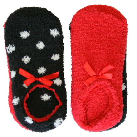 Mixit Women's 2 Pair Plush Socks Slippers Shoe Size 4-10, Sock Size 9-11