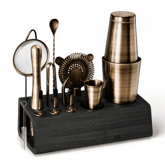 Mixology Bartender Kit Bar Set | 14-piece Cocktail Shaker Martini Barware Mixing Tools For Home Bartending Incl. 35 Recipe Cards G