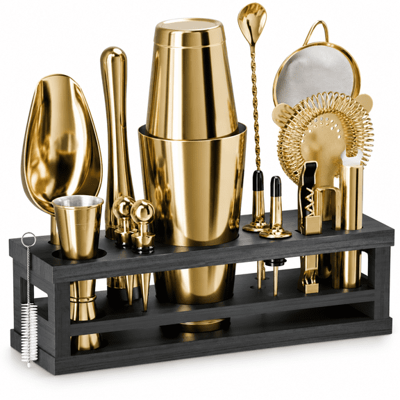 Mixology Bartender Kit Bar Set | 16-piece Cocktail Shaker Martini Barware Mixing Tools For Home Bartending Incl. 35 Recipe Cards G