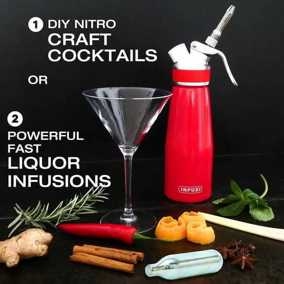 Mixology Bartender Kit - Nitrogen Cocktail Shaker & Alcohol Infuser with 0.5L Aluminum Bottle for Fast Drinks