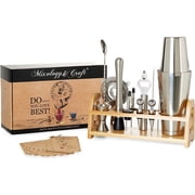 Mixology & Craft Bartender Kit - 13 Piece Set Including Stainless Steel Cocktail Making with Bar Stand & Boston Shaker, Perfect for Drink Mixing at Home, Plus Exclusive Recipe Cards