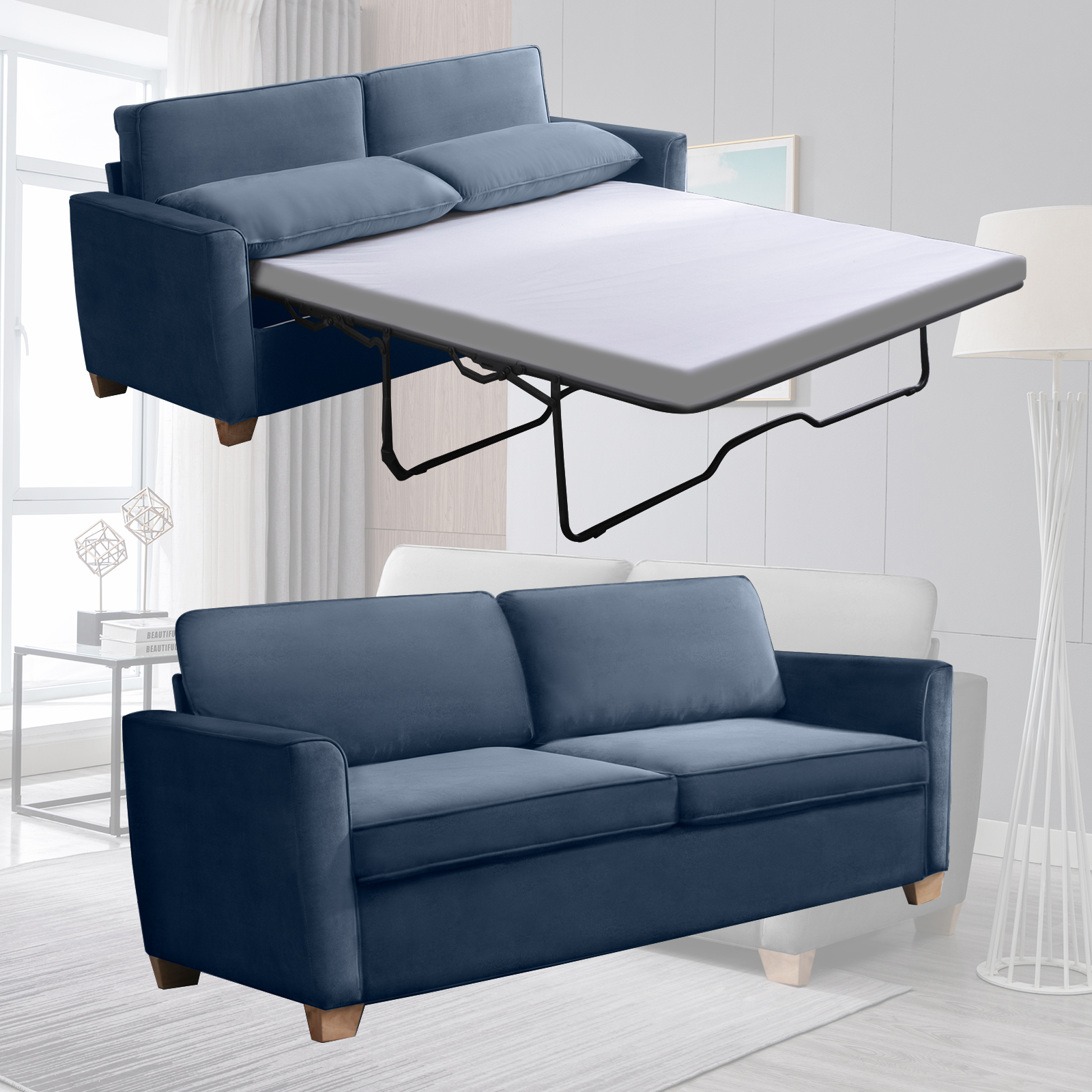 BALUS 2in1 Sofa Bed, Queen Pullout Sofa Bed, Sofa Bed with Foam