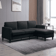 thumbnail image 1 of Mixoy 76"W  Sectional Sofa with Movable Ottoman, Free Combination Sectional Couch, Small L Shaped Sectional Sofa with Storage Ottoman, Modern Linen Fabric Sofa Set for Living Room (Dark Grey), 1 of 8