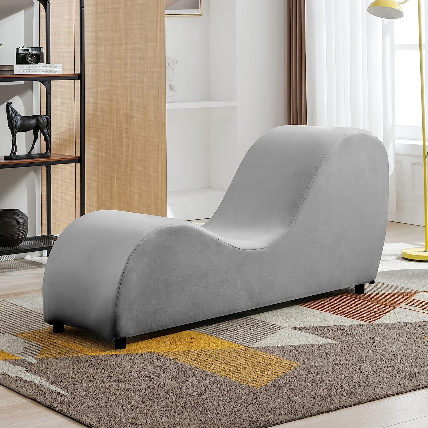 Mixoy Curved Chaise Lounge for Yoga, Yoga Chair for Stretching Relaxing