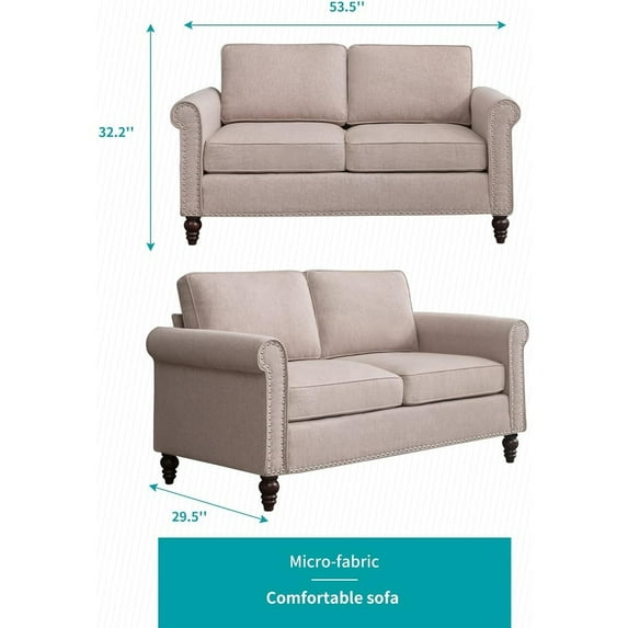 Mixoy Modern Sofa, Loveseat Beige