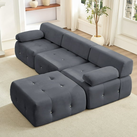 Mixoy Modular Sectional Sofa, Convertible L Shaped Couch, Modern Living Room Furniture Sets, Floor Sectional Sofas for Living Room (Dark Gray, 3PC)