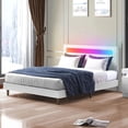 thumbnail image 1 of Mixoy Platform Bed Frame with Smart RGB LED Light Strip |Bed Frame with Adjustable Headboard | Compatible with Alexa & App White - Full, 1 of 5