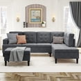 thumbnail image 1 of Mixoy Sectional Sofa with Movable Ottoman, Modern Tufted Sofa Grey, 1 of 5