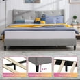 thumbnail image 1 of Mixoy Upholstered Linen Platform Bed Frame with Curved Headboard,Wood Slat Support Light Grey - King, 1 of 5