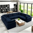 thumbnail image 1 of Mixoy Velvet U Shaped Lagre Sectional Sofa with Back Cushion, Oversized 8 Seater Modular Sectional Couch for Living Room ( Navy Blue）, 1 of 6