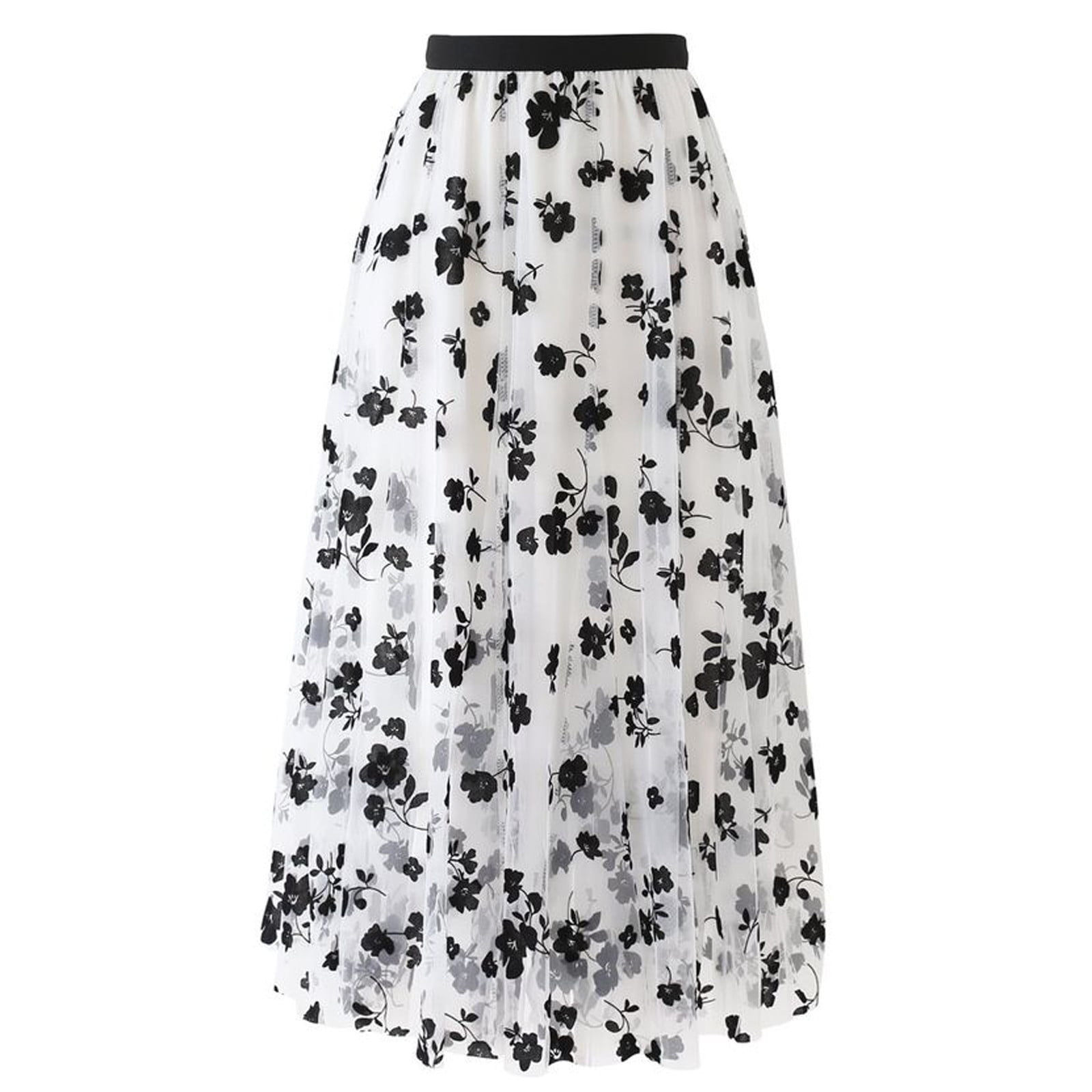 Mixpiju Women's Long Tulle Skirt Spring Summer Elastic Chiffon ...