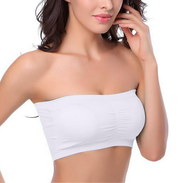 Mixpiju Women's One-Piece Bra, Shoulder Comfort Everyday Underwear Strapless  Lift & Support Polishing Bra Bandeau White 2XL 