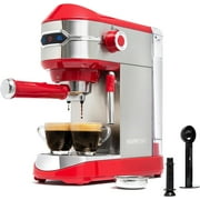 Mixpresso 15-Bar Automatic Espresso Machine with Milk Frother, 37 Oz, Red